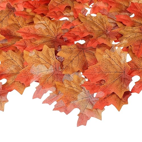 PATIKIL 400Pcs Fall Leaves 3.3 Inch Colored Mixed Fake Leaves