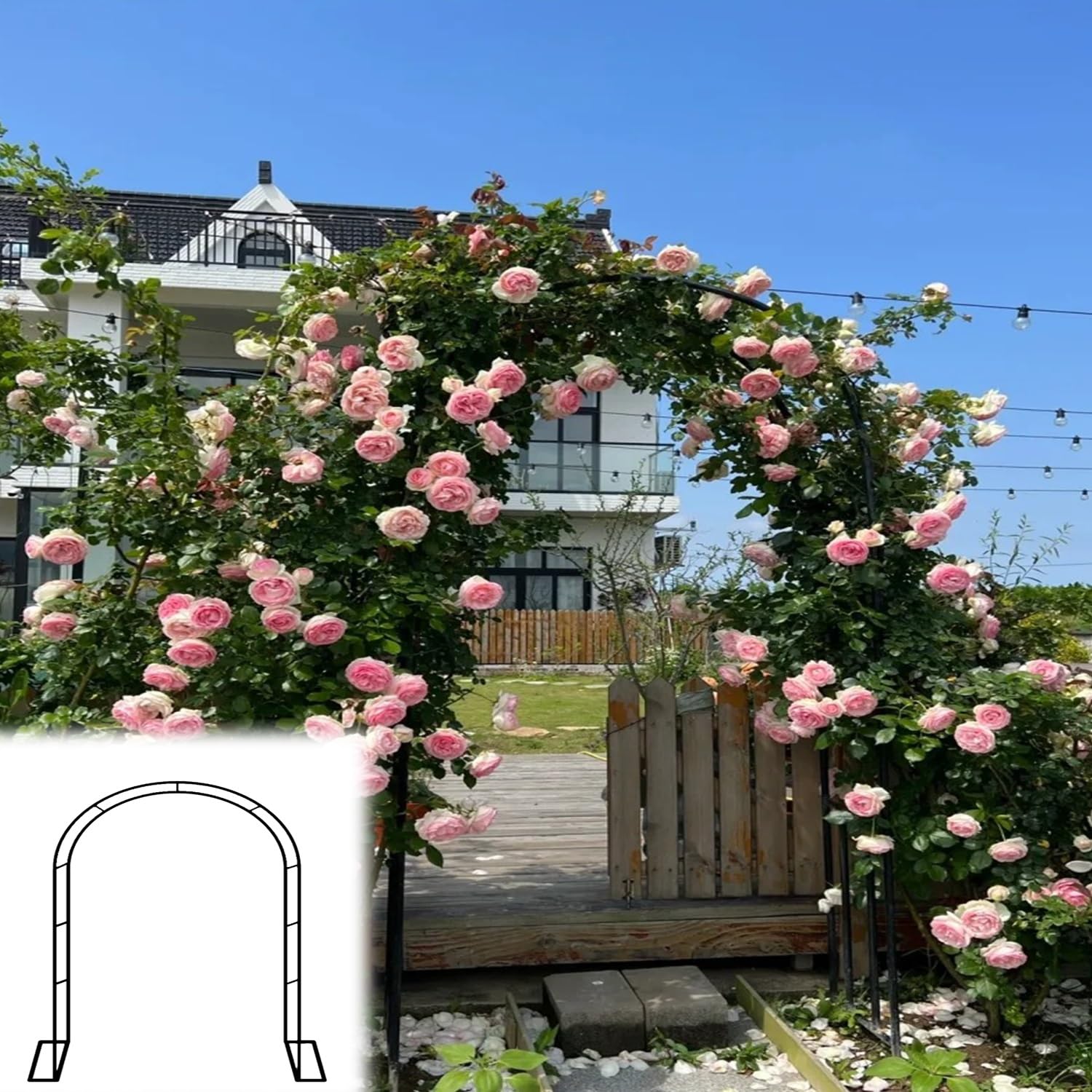 Arche de jardin en métal treillis pergola fleurs grimpantes extérieur