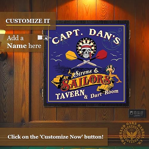 Vista 14 de THOUSAND OAKS BARREL CO. Juego de diana y gabinete personalizado con 6 dardos de punta de acero