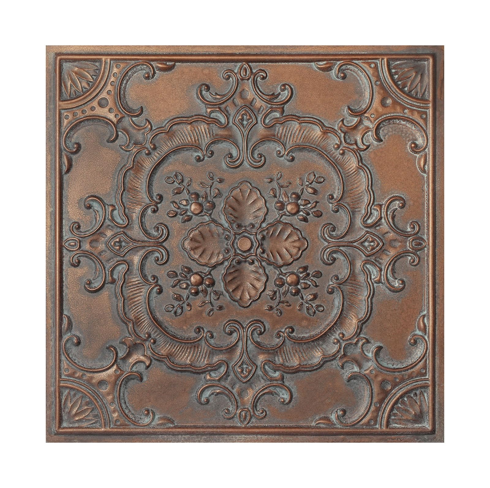 Paintsdecor Weather Copper Glue Up Painted Ceiling Tiles, Easy To Install Pvc Panels, (10-Pack,40 Sq.ft) Wall Decor For Bar Cafe Club Pl19 10Piece (Weather Copper)