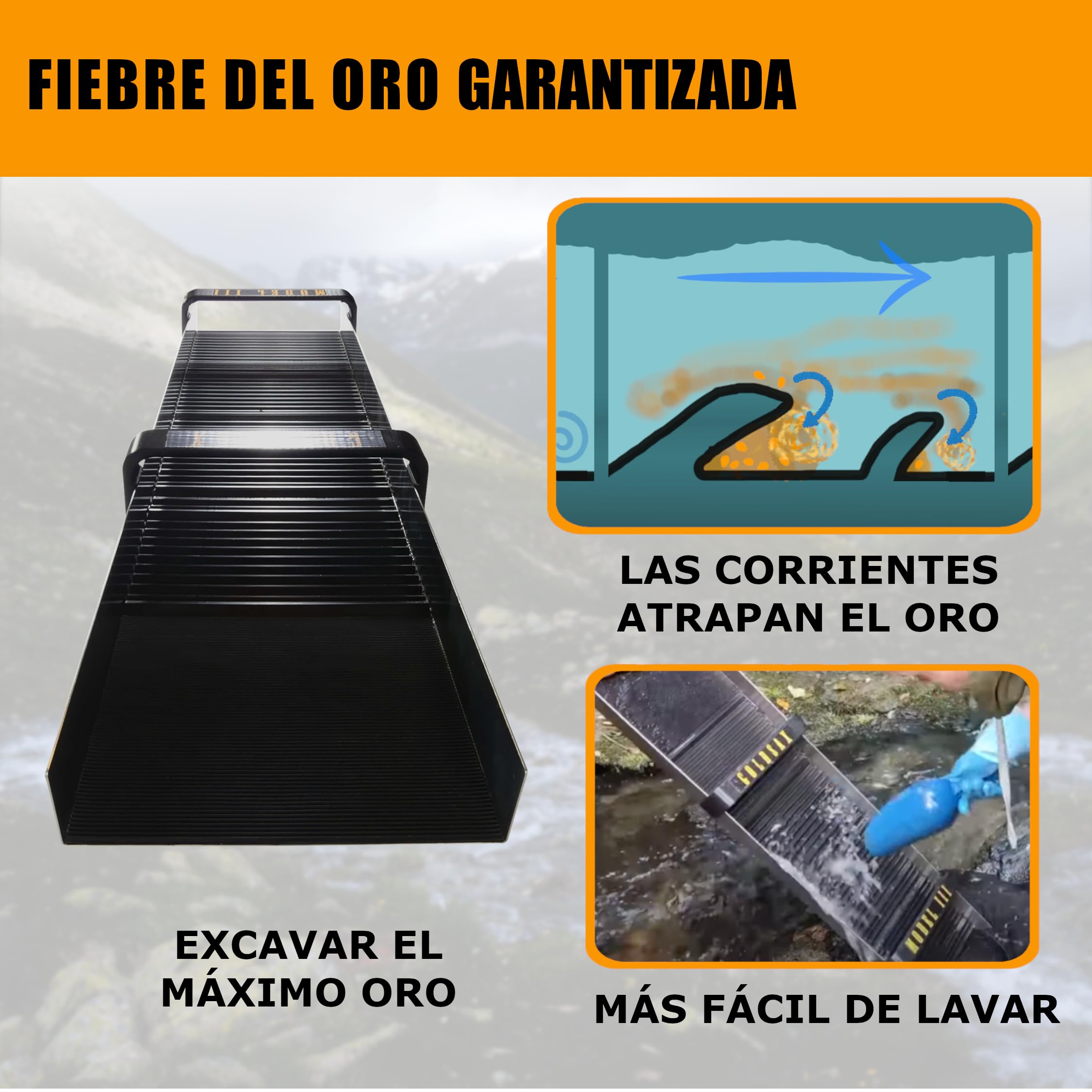 Ranger Gold Sluice Box - Canalón Dorado, Grande esclusa de Lavado de Oro