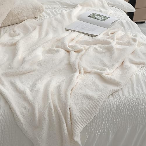 Miniatura 5 de bearberry Manta súper suave y esponjosa, ligera, acogedora y cálida para sofá, cama, sofá para todas las estaciones (crema, 40 x 50 pulgadas)