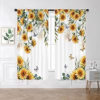 Vista 18 de Rusitc - Cortinas de cocina de 27.5 pulgadas de ancho x 39 pulgadas de largo, 2 paneles con bolsillo para barra, flores rosas claras