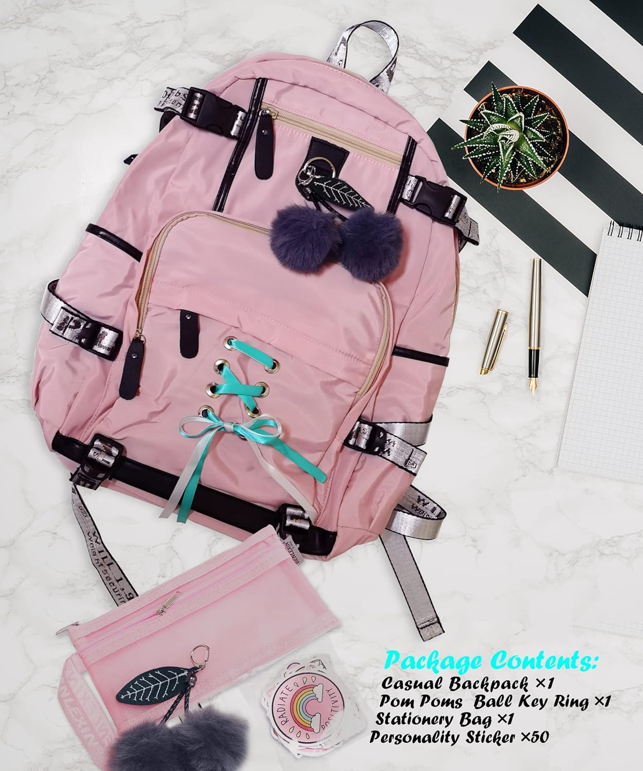 Backpack for Women Teen Kids Girls, Water Resistant Casual Daypack Fits Laptop with USB Charging Port,Cute Bookbag for Travel,School,Hiking,Gift…