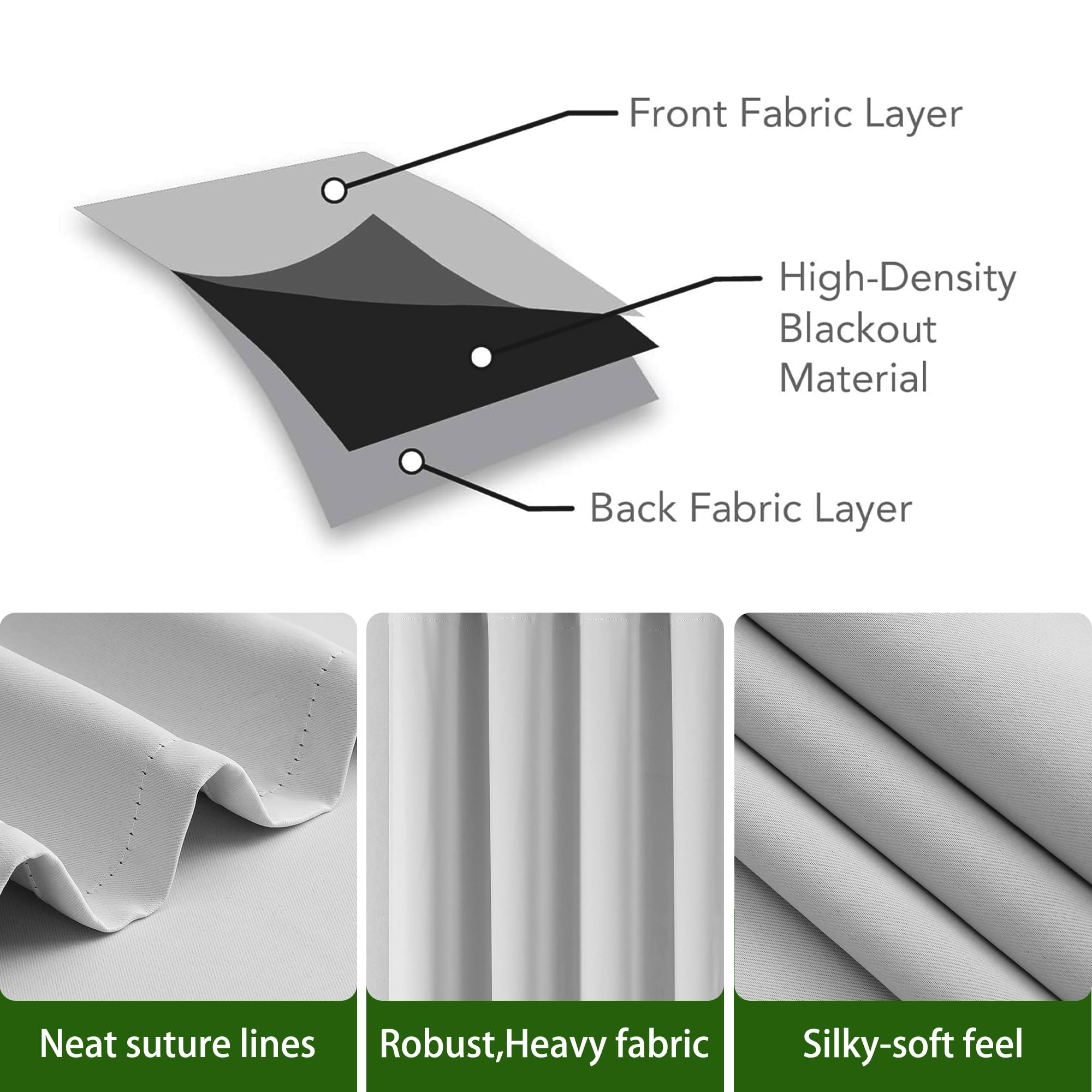 Gardinen Vorhänge Blickdicht 260 x 140 cm Dicker Stoff Thermovorhänge Gegen Kälte Gardinen mit Kräuselband mit Ösen, Waschbar für Hotels Schlafzimmer, 1Er Set, Dunkelgrau