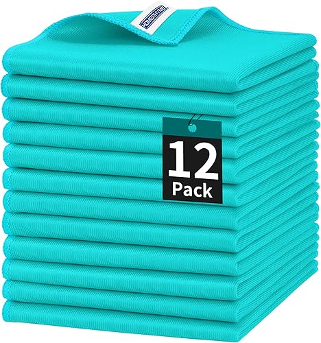 Miniatura 28 de HOMERHYME Paño de limpieza de microfibra para vidrio, paquete de 12 paños de limpieza de ventanas, paños de pulido reutilizables sin pelusas ni