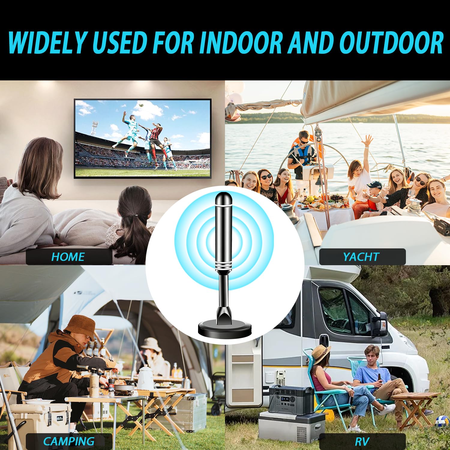 Antenna TV per interni per canali locali, antenna HDTV antenna ricezione a 360° per canali locali per Smart TV e vecchi televisori - Supporto 8K 4K 1080p