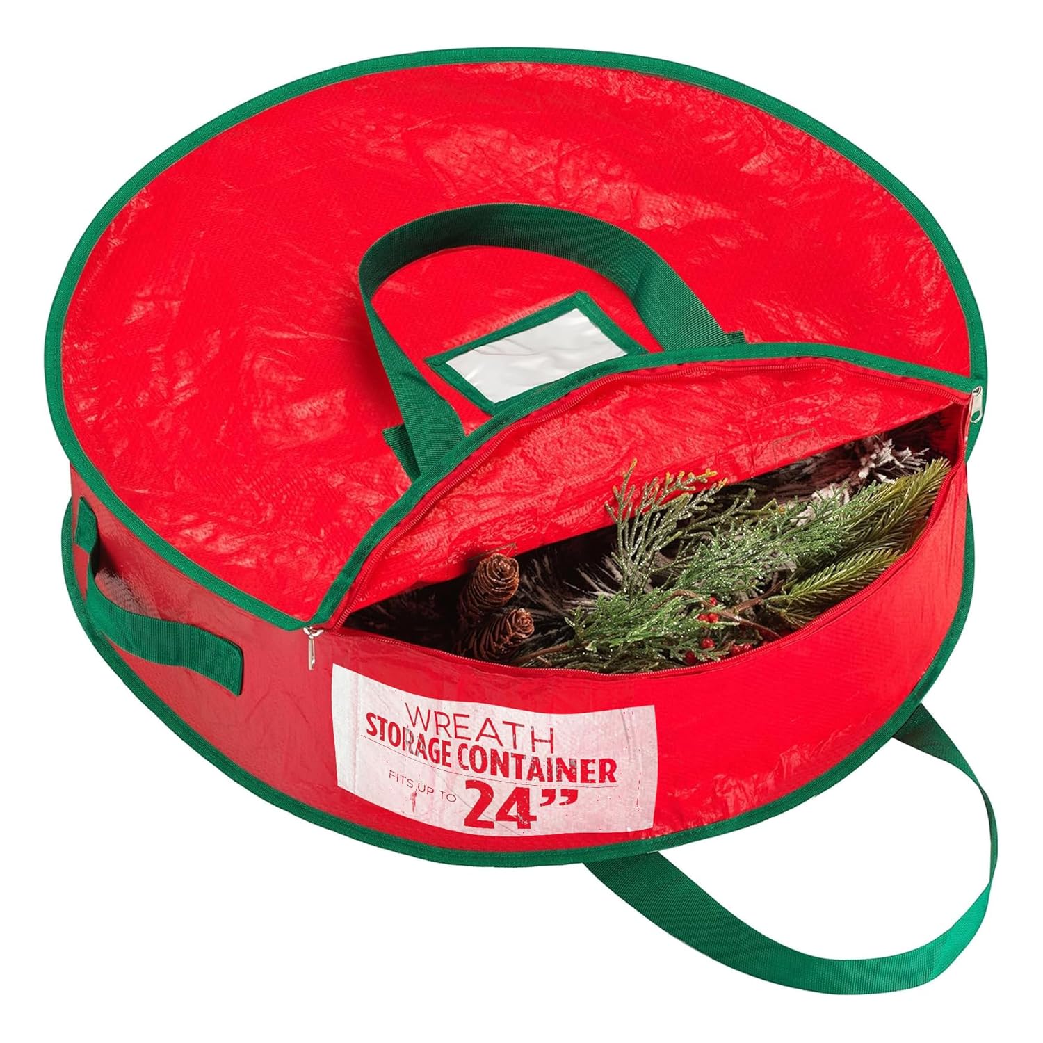 Handy Laundry Christmas Wreath Storage Bag - Durable Tarp Material Zipper Sturdy Carry Handles Pest Protection - Ideal