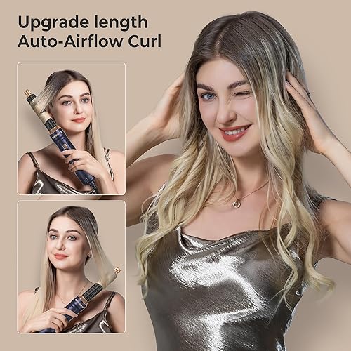Miniatura 4 de Cepillo secador de pelo 6 en UNO, juego de herramientas de peinado de varita rizadora, Secador de pelo de aire caliente iónico, Secador de pelo