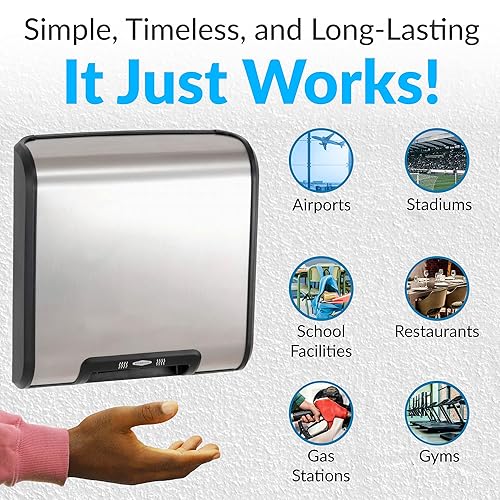 Miniatura 8 de Bobrick 7128TrimLine Series 304 secador de manos automático montado en superficie ADA de acero inoxidable con acabado satinado 115V