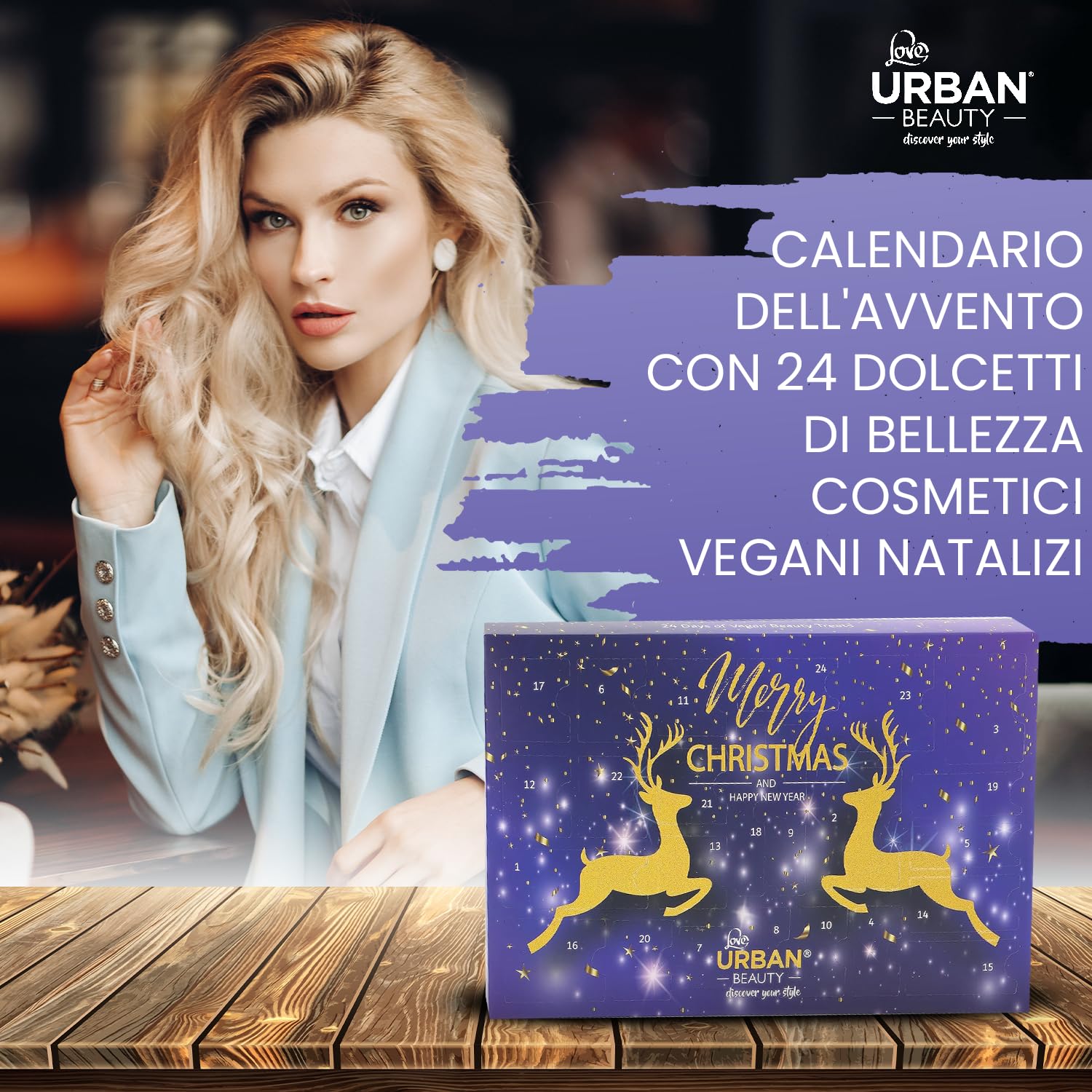 Love Urban Beauty Calendario dell'Avvento Trucco Vegano - Calendario dell'Avvento Beauty 24 Giorni - Set Regalo Cosmetici per Donne e Ragazze - Calendario dell'Avvento di Natale