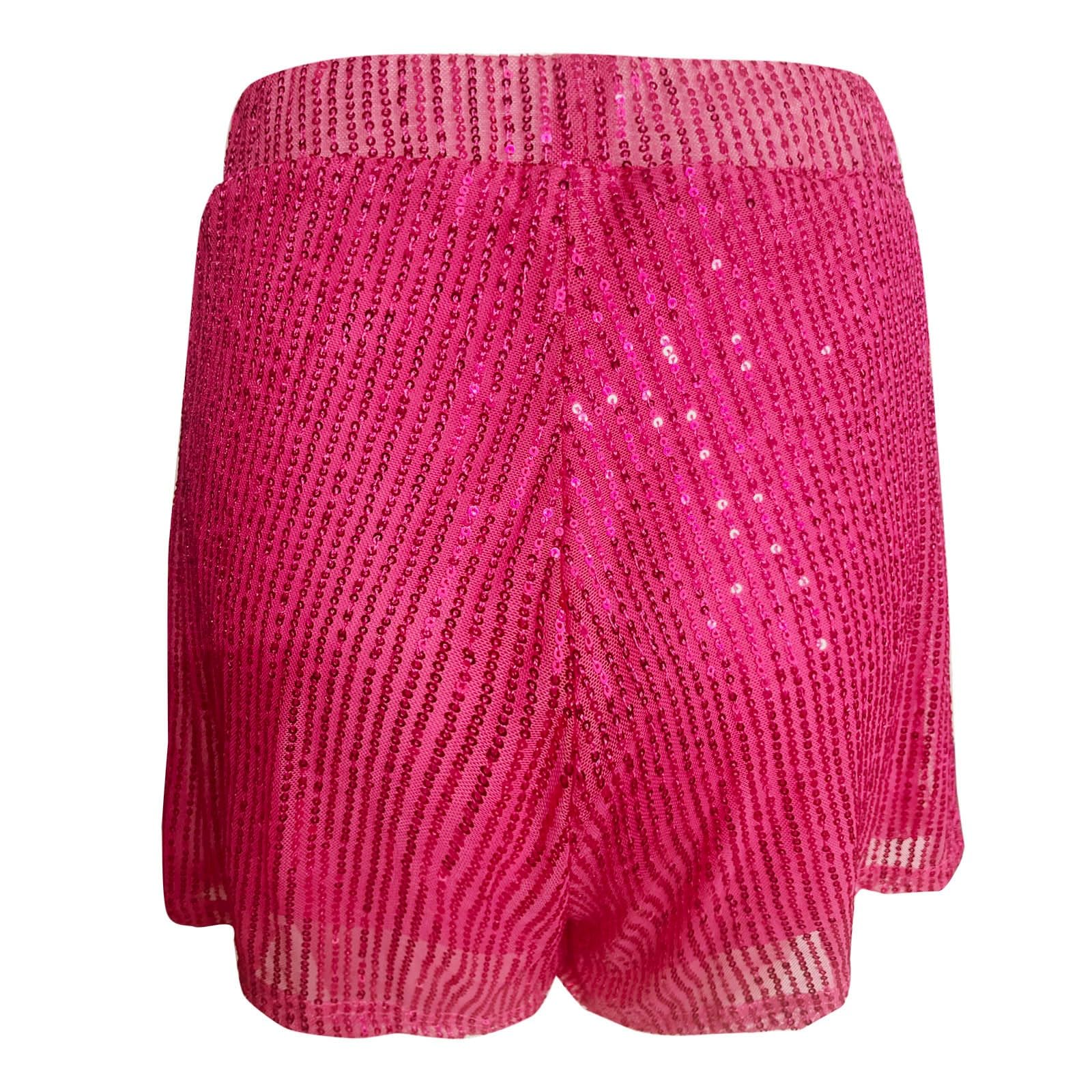 Pantalones cortos 3/4 purpurina brillante lentejuelas mujer Rosa intenso L