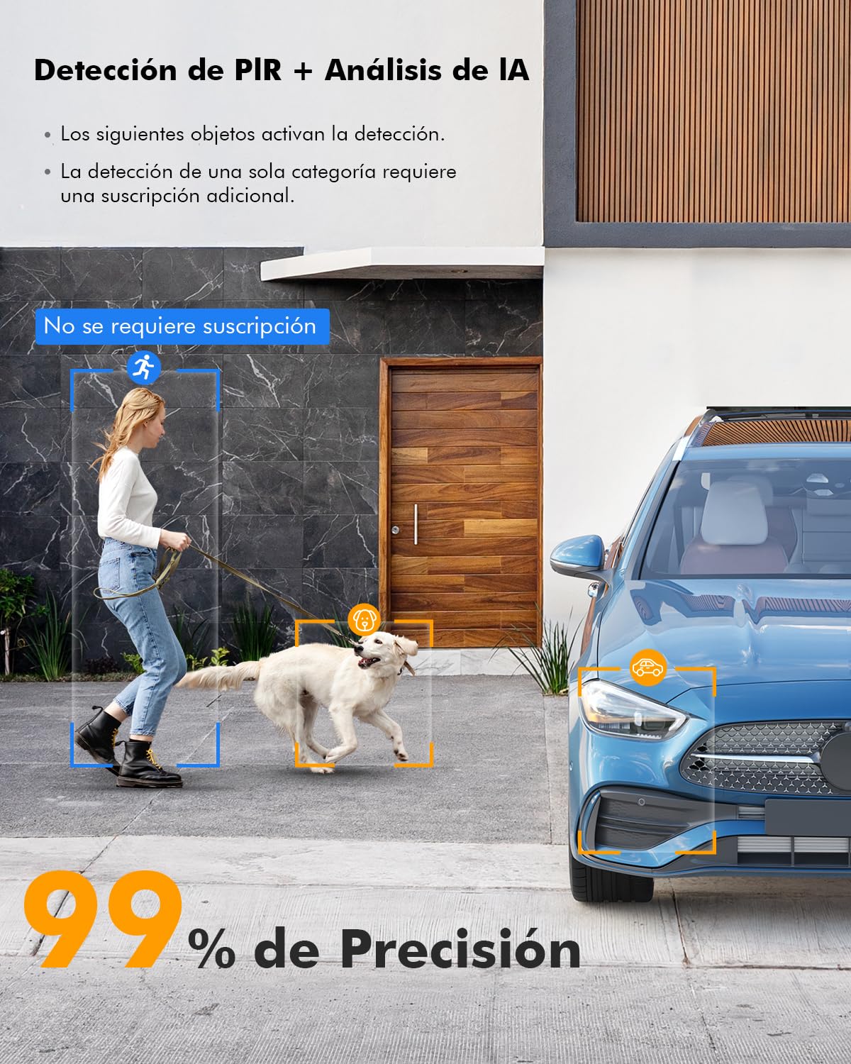 YESKANO 2K Camara Vigilancia WiFi Exterior Solar con Bateria, 360°PTZ Camaras de Vigilancia sin Cables con Panel Solar, Visión Nocturna de Color, Detección de IA, PIR Sirena, Voz Bidireccional, IP66