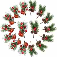 クリスマス ミニ人工松ぼっくり レッドベリー 人工松ピック 飾り 造花 Amazon.co.jp: KWQBHW 松 レッドベリーピック20個 茎付きクリスマス