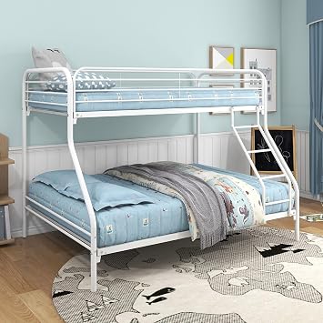Metal Bunk Bed Twin Over Twin with Ladder and Safety Guard Rails,Bedroom Heavy Duty Bed Frame w/Slat Support & No Box Spring Required,Easy Assembly,for Adult Kid Boy Girl,Black
