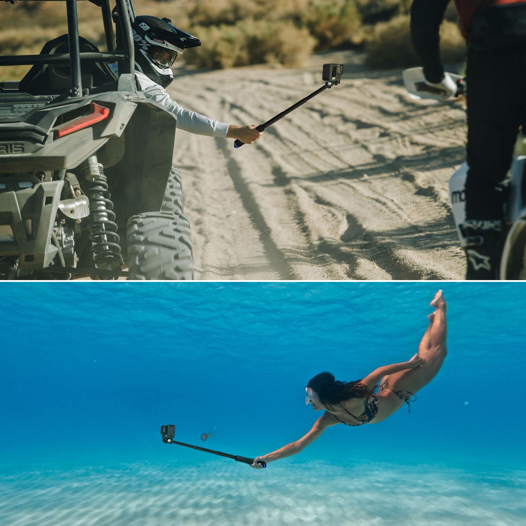 94cm Wasserdicht Selfie-Stick für GoPro, Ausziehbares Einbeinstativ für DJI Osmo Action 5 Pro/4/3, GoPro Hero 13/12/11/10/9/8/7/Max, AKASO EK7000 Action-Kameras