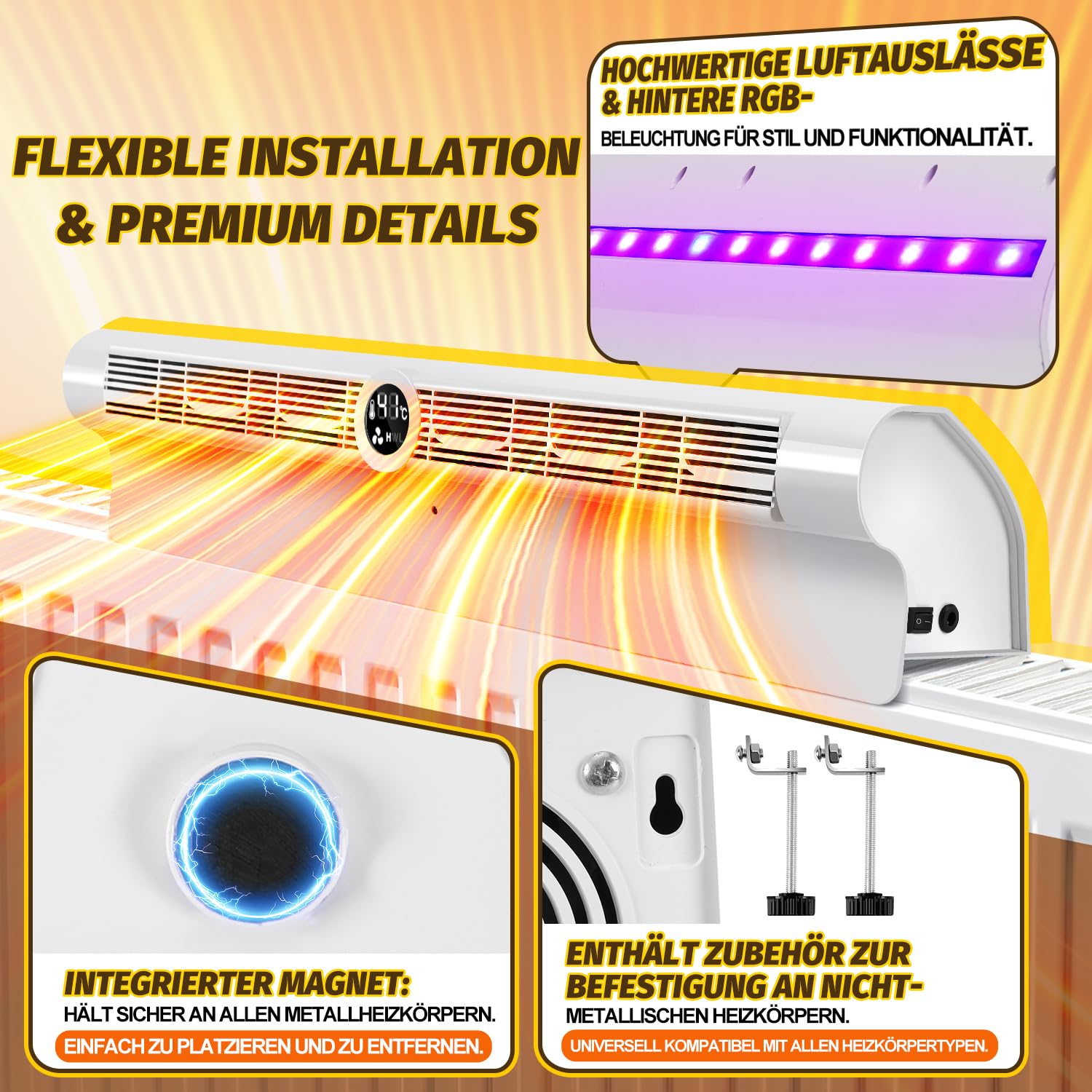 Heizkörper Ventilator mit 6 Auslässen, 7-Farben-RGB