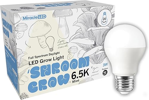 Miracle LED Shroom Grow - Bombillas LED de cultivo para interiores para ostras, shiitake, leones, melena, etc. con 6.5 K mini espectro completo