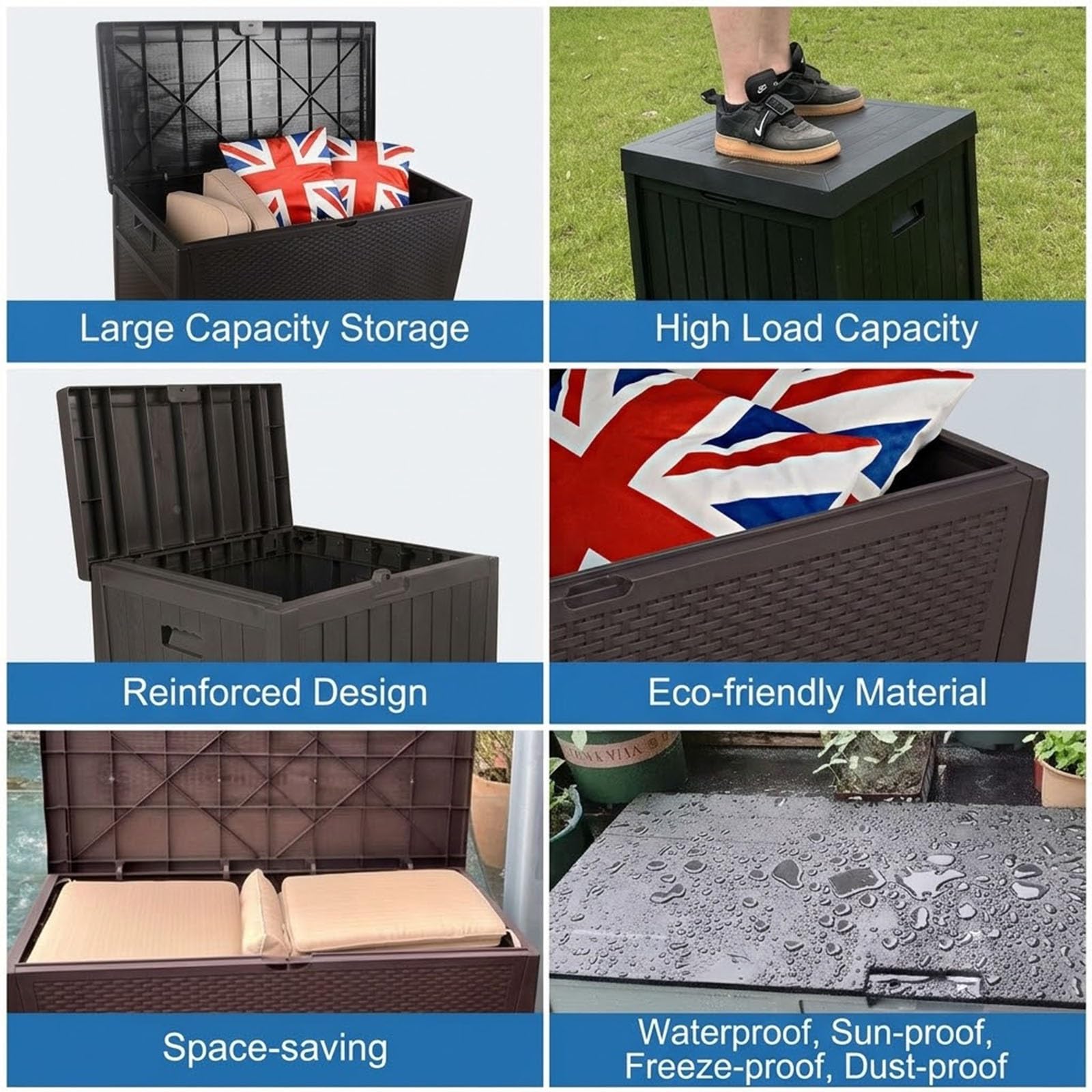 Outdoor Waterproof Storage Box 104 Gallon Large Deck Boxs