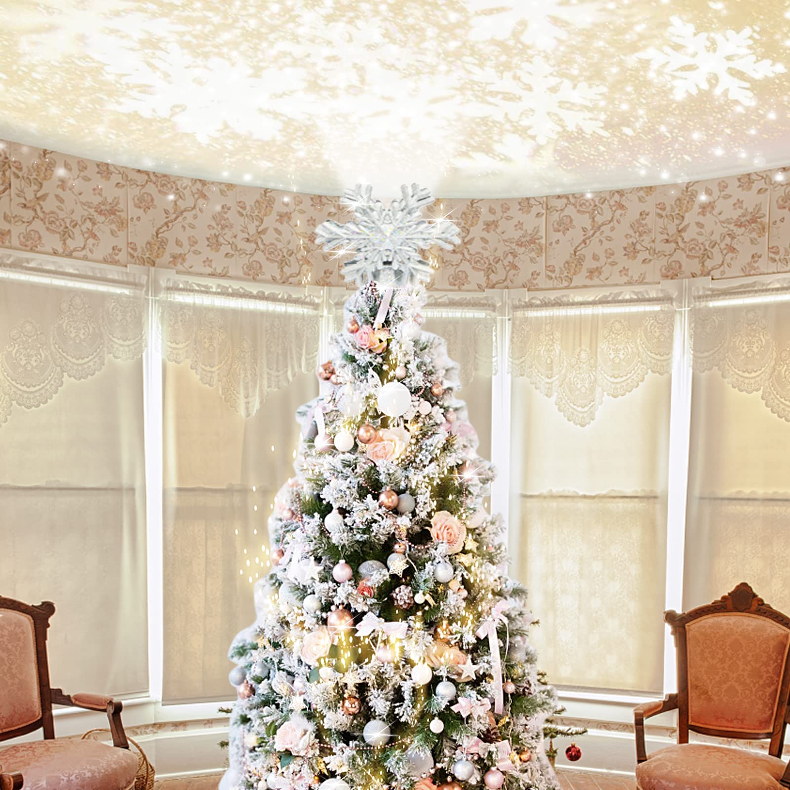 Amazon.co.jp: fohuas クリスマスツリートッパー 3Dスノーフェイク