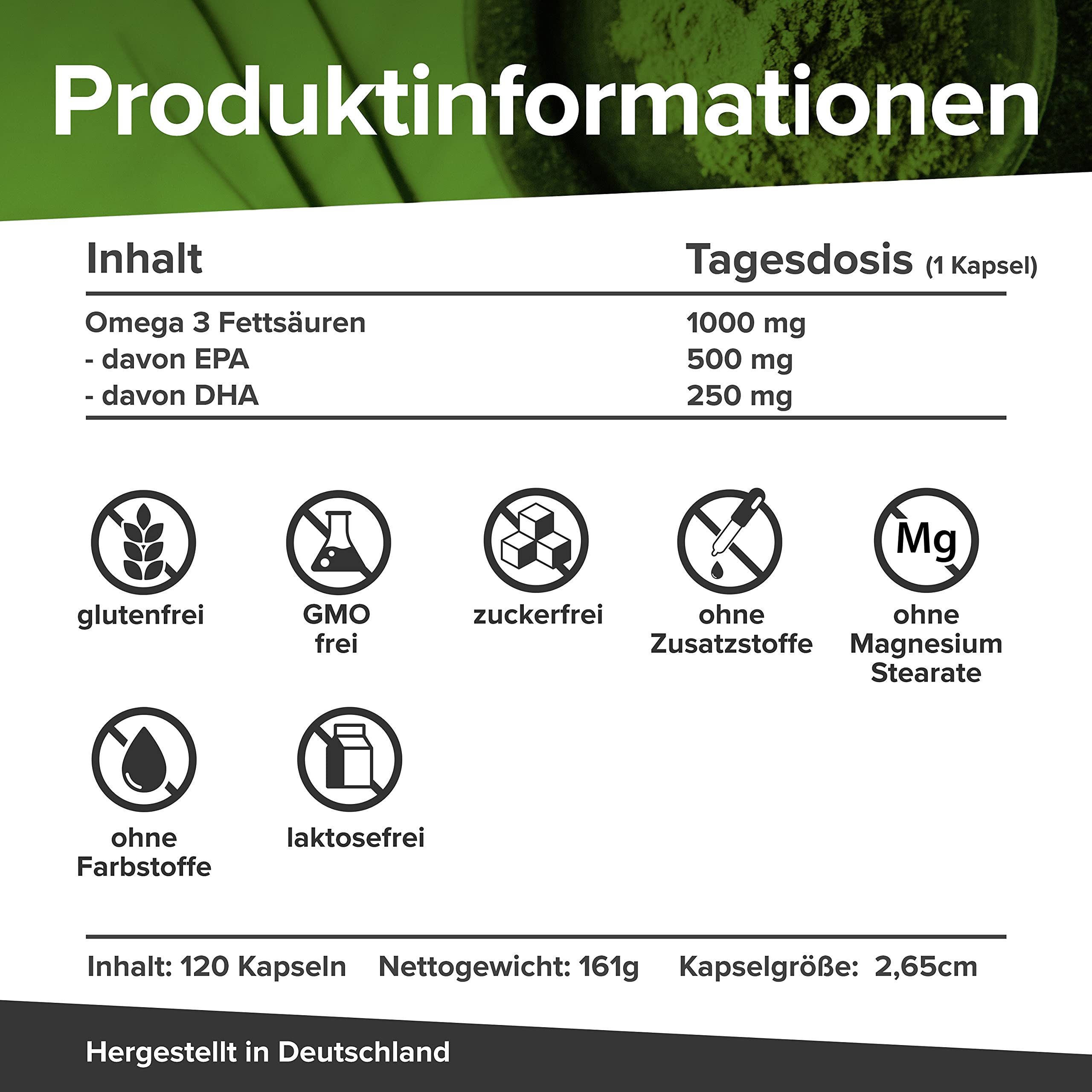 Omega 3 capsule ad alto dosaggio I 5 x 120 capsule I 1000 mg olio di pesce per capsula I 500 mg EPA e 250 mg DHA per capsula I Acidi grassi essenziali, vegani e test di laboratorio