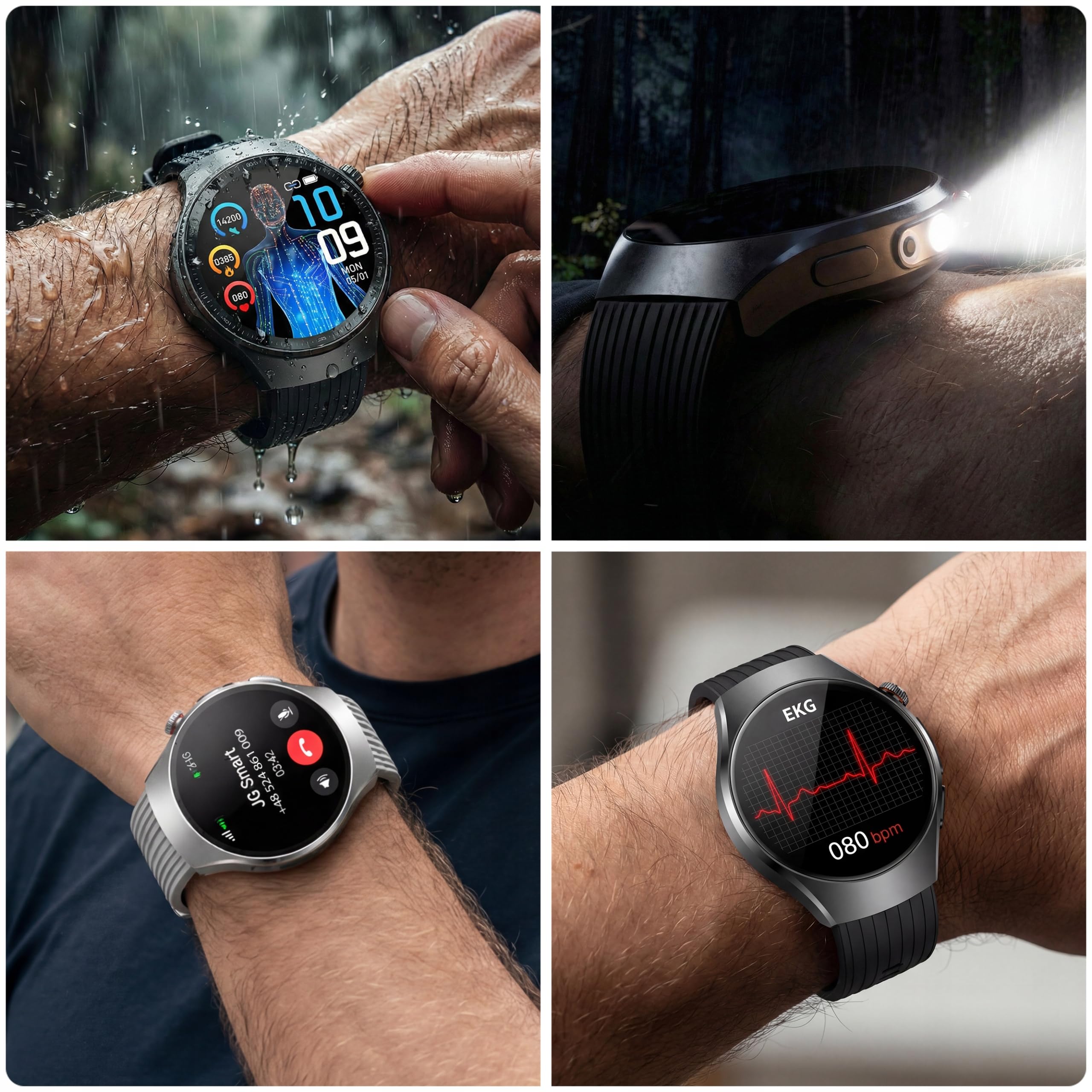 Smartwatch Zegarek Męski Pomiar EKG HRV BMI GLUKOZA CIŚNIENIE PULS Menu PL