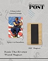 Vista 4 de ARCANE VAULT - Saturday Evening Post™, Imán de madera Rosie The Riveter, cortado con láser, abedul recubierto de ultravioleta, decoración del hogar