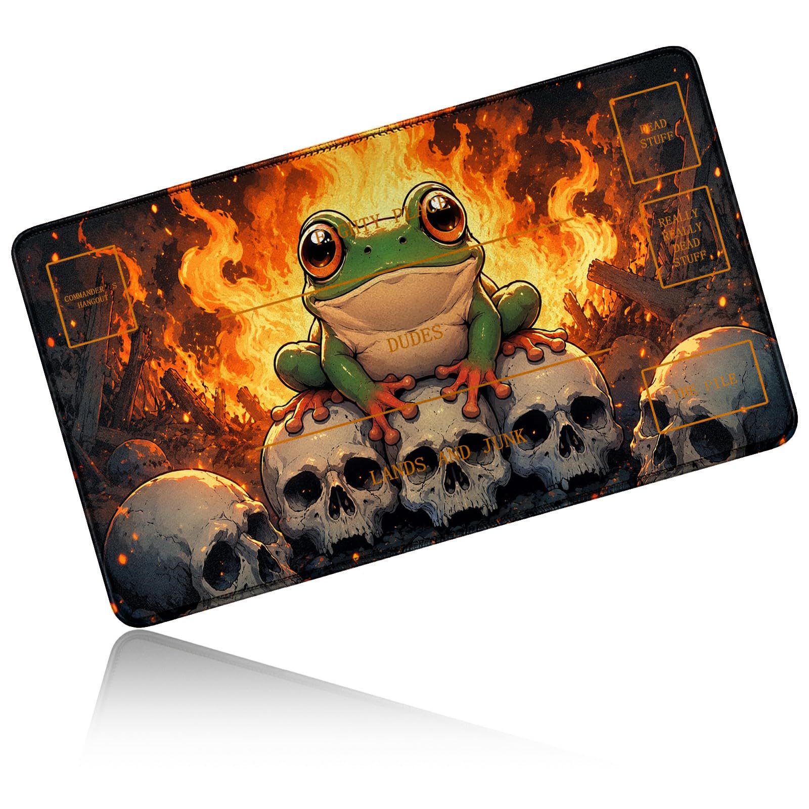 Dikoer for MTG/TCG Playmat w/Zones Commander Deck Mat, Skeleton Frog