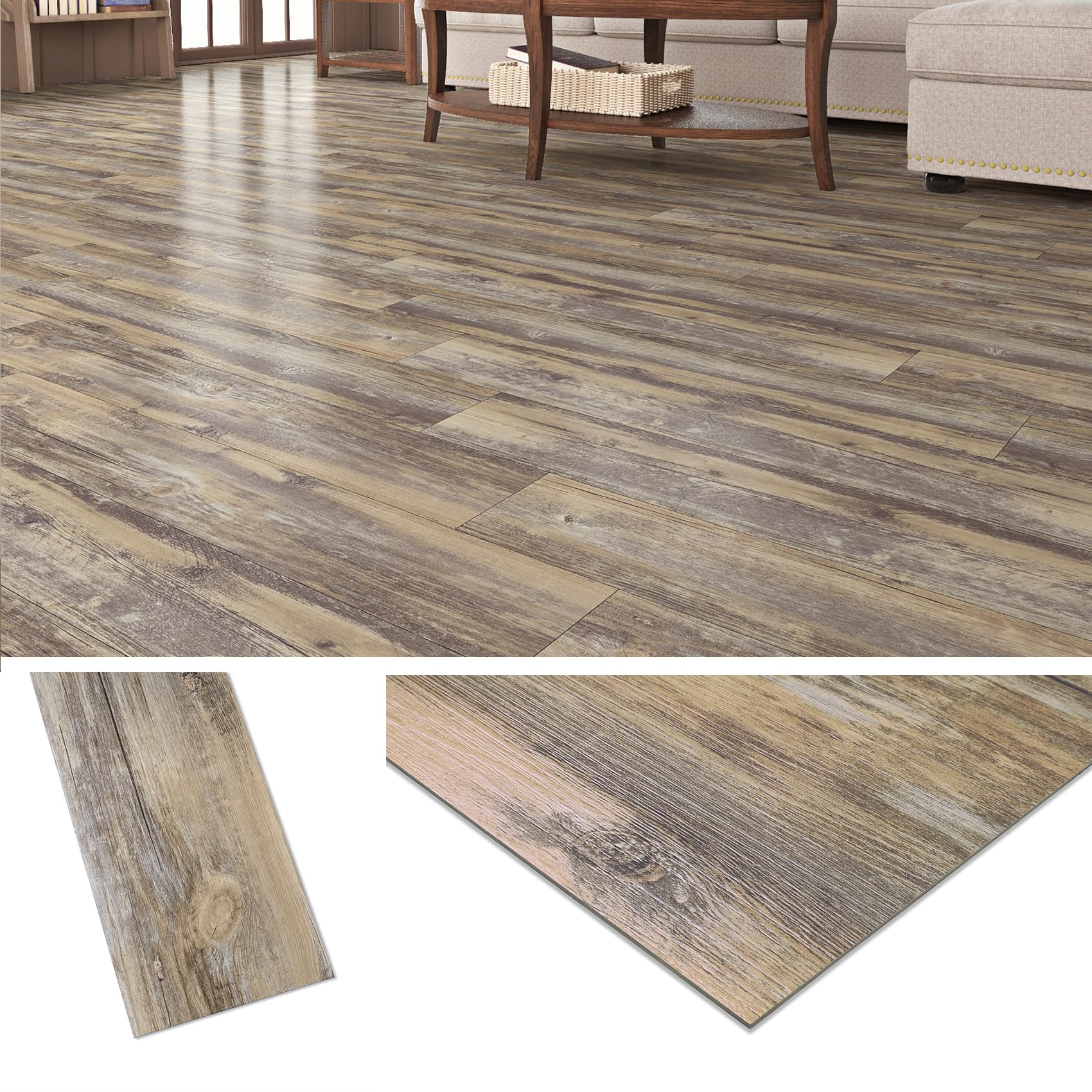 Livelynine Pavimento Adesivo per Interni Effetto Legno Colorata Listoni Adesivi per Pavimento 90x15 36-Pezzi Impermeabile PVC Adesivo Pavimento Legno Piastrelle Adesive Pavimento Cucina Bagno Rustica