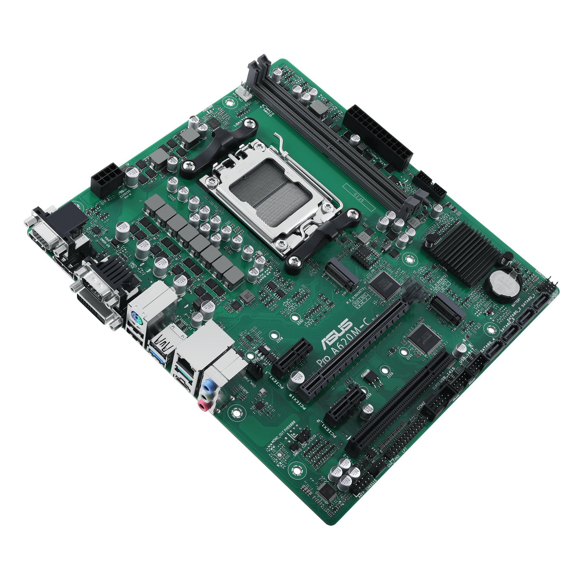 ASUS PRO A620M-C-CSM Gniazdo płyty głównej AMD AM5 (Ryzen AM5, mATX, DDR5, M.2 PCIe 4.0, 1 Gb Ethernet, USB 3.2 Gen 2 Type-C, przedni port USB 3.2 Gen 1 Head)