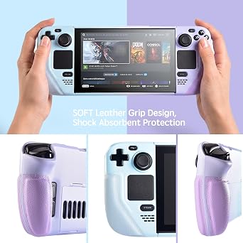 UYIYE Kickstand Case for Steam Deck OLED - Soft Leather Handle Protective, Anti-Slip Shockproof Heat Dissipation and Reliable Accessory with Stand Function Anti-Scratch,Lightweight Design Gradient