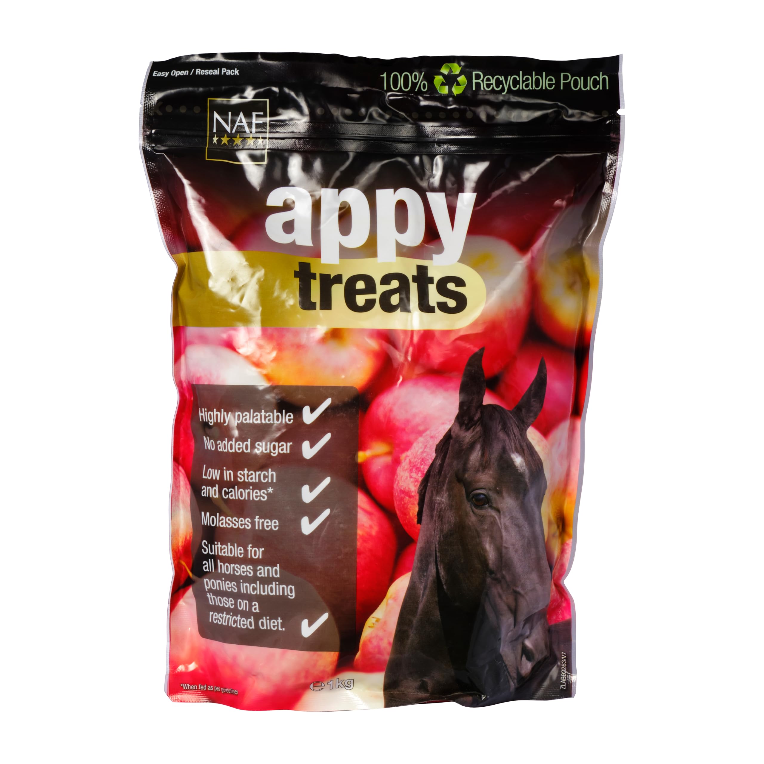 NAF Appy Treats for Horses 1kg - Apple-Flavoured Natural Horse Treats - Tasty, Healthy Reward - Molasses-Free & Cereal-Free - Suitable for Daily Feeding & Training