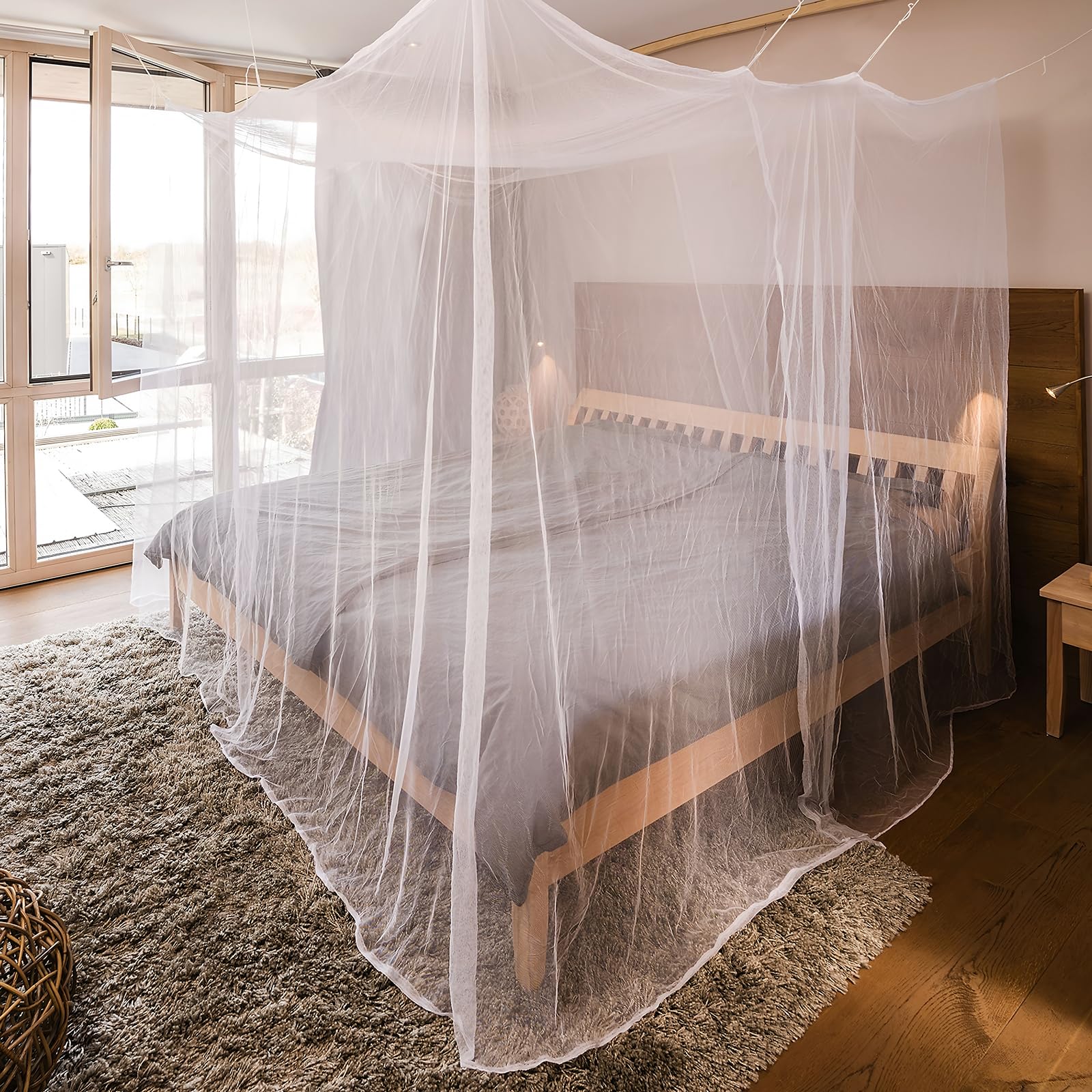 Mosquitera para cama, mosquiteros, cameros para Cuba, con apertura lateral, color blanco, toldo para dormitorio, camping, viajes al aire libre (75 x 35 x 63 pulgadas) 4