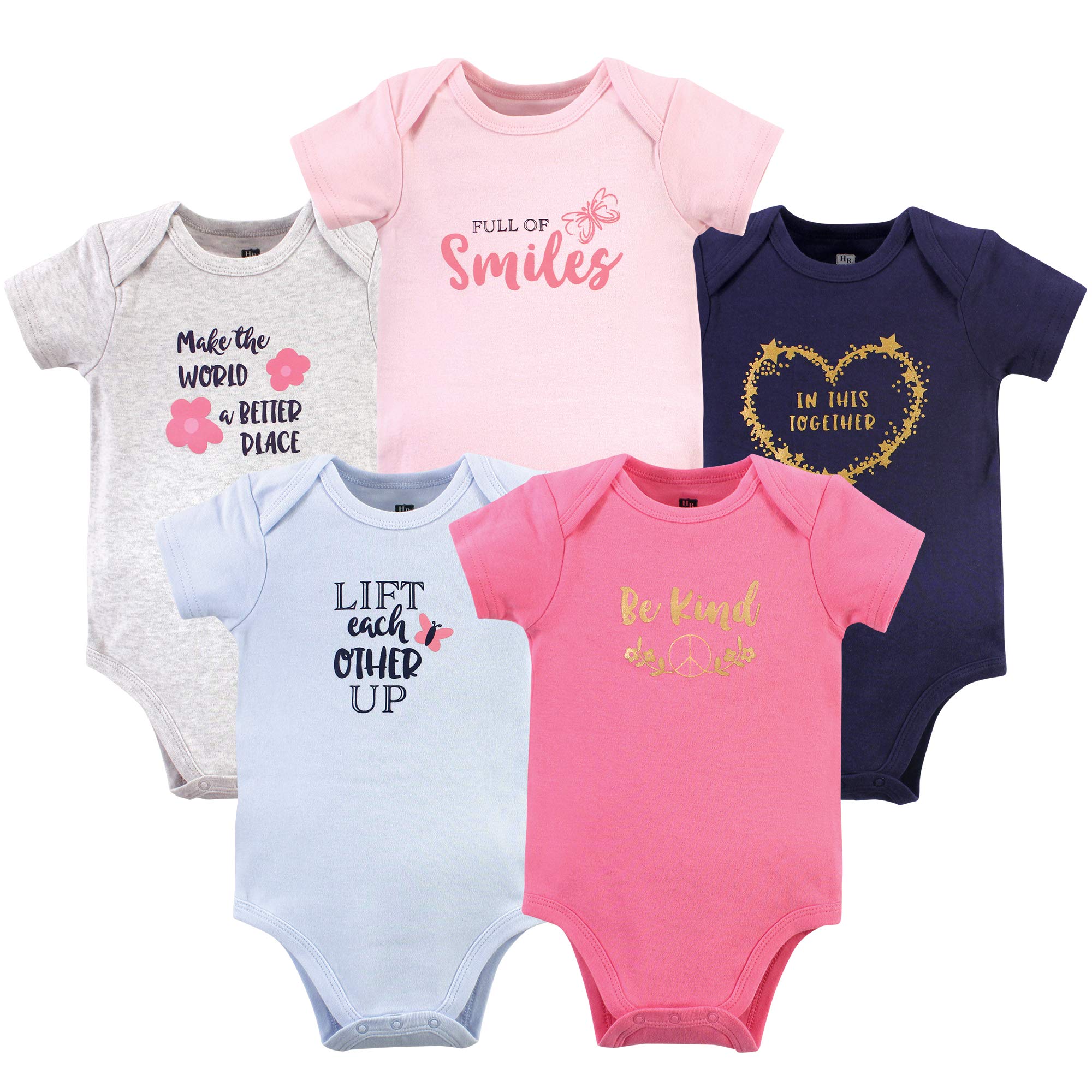 Hudson Baby Uniseks bawełniane body 'Be Kind Blue', 3-6 miesięcy zestaw koszulek dla malucha