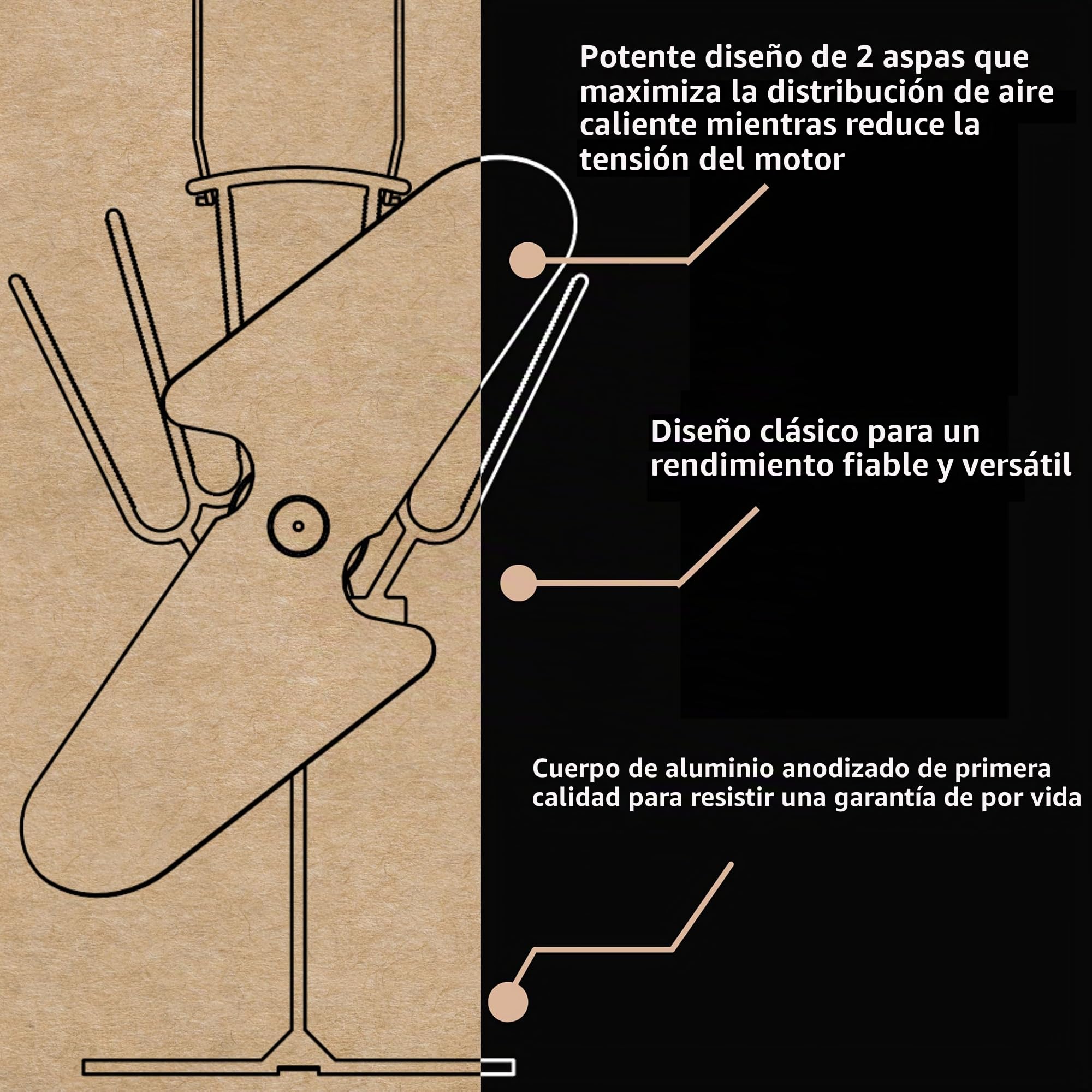 Ecofan 800CAXBX Ventilador de estufa de leña alimentado por calor, negro, bilingüe