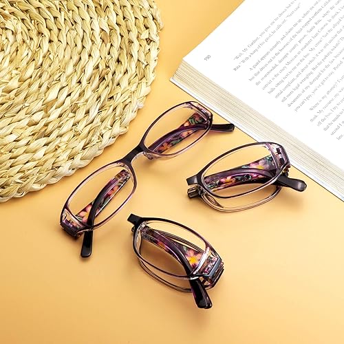 Miniatura 5 de VisionGlobal 3 pares de anteojos de lectura plegables para lectores con lente de bloqueo de luz azul, lentes plegables compactos para mujeres,