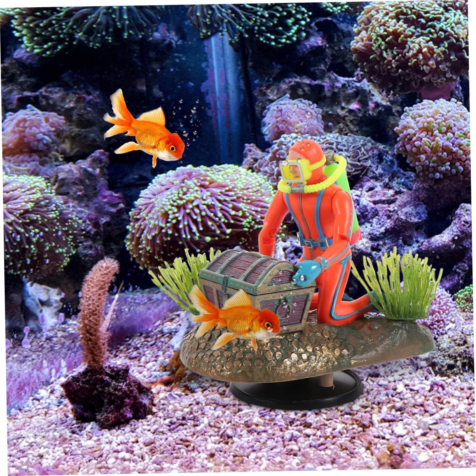 Sosoport 2 Ensembles Fish Tank Treasure Chasse Grenouille Chauffe-Aquarium Eau Poisson Decoration Nature Figurine Plongeur Parure de modelage Plongeur Statue Flottante de Plongeur Plastique