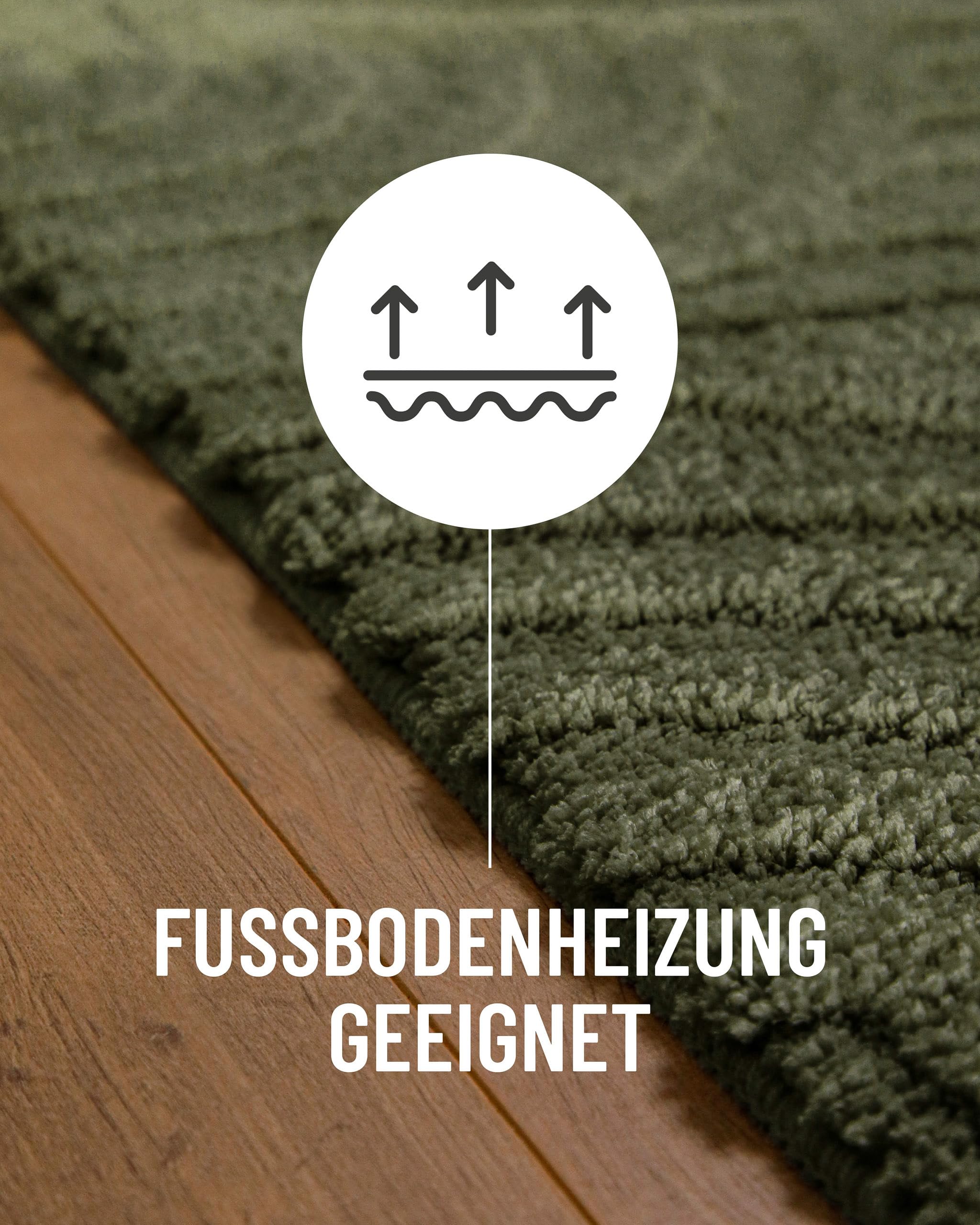 Wecon Home Badteppich Fiete, 55 x 65 cm, kiefern grün | Hoch-Tief-Struktur, waschbar 30°C, rutschhemmend