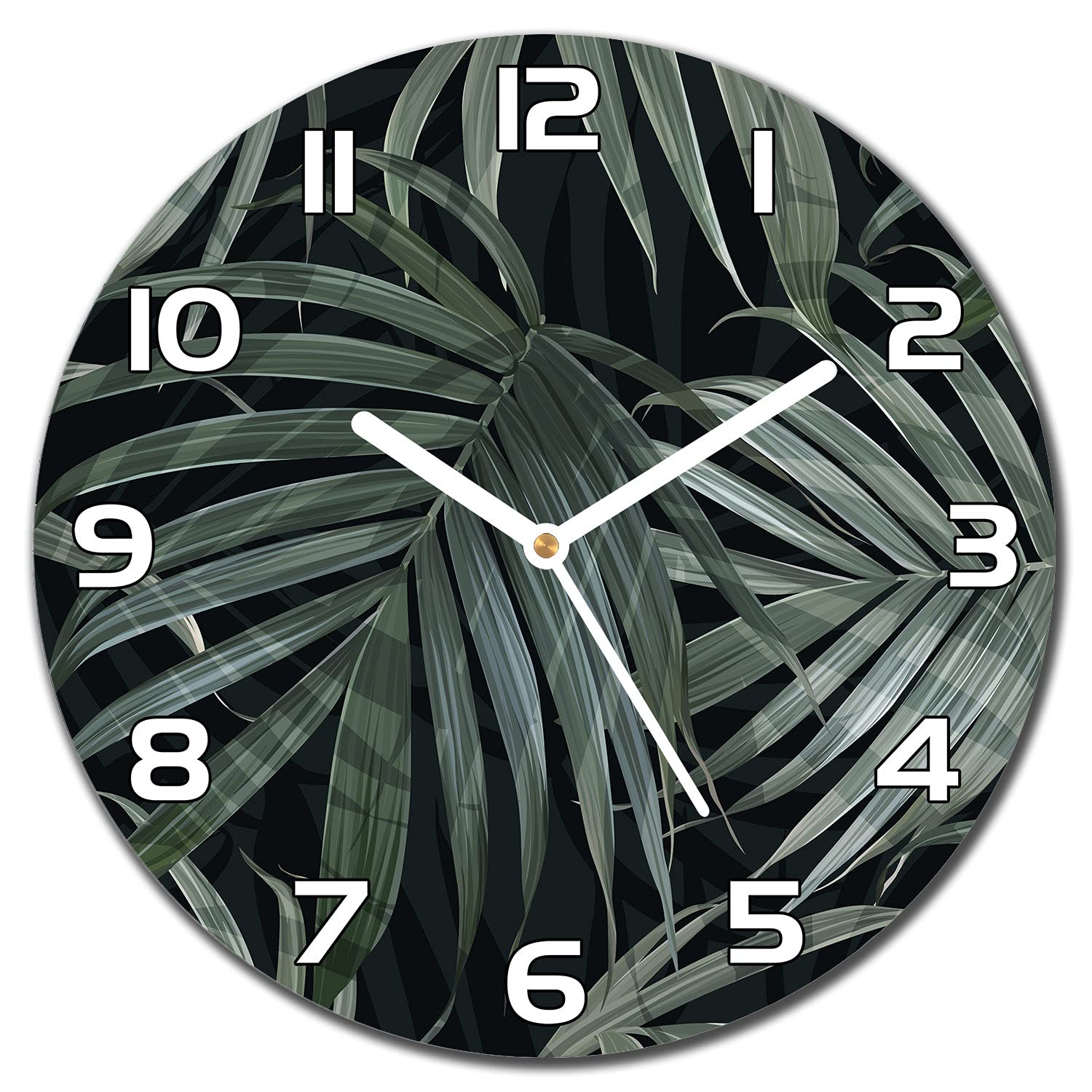 Horloge en verre murale moderne 30cm aiguilles blanches pour cuisine