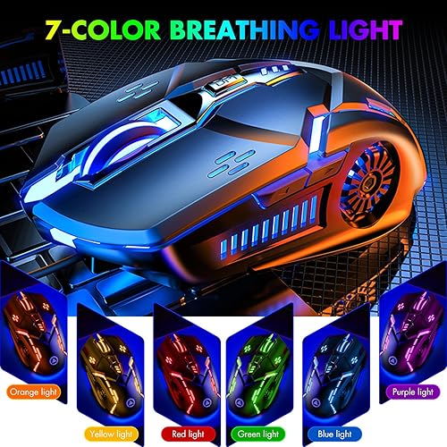 Miniatura 4 de CHONCHOW Gaming Mouse, Wired Mouse, Mouse for Laptops, 3200 DPI LED Backlight 6 Button, 7 Color Breathing Lights with 1.5M Cable for Gamers, Silent