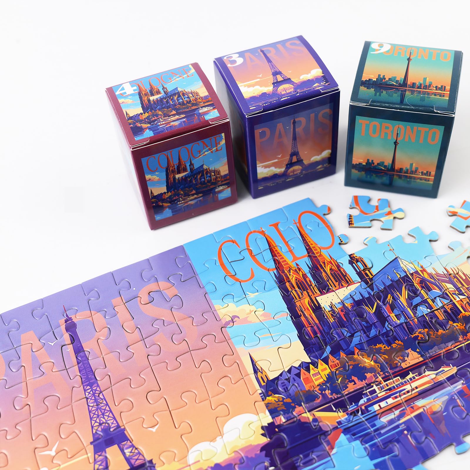 rokt&razo, Global City Tour, 24 Mini Pack Jigsaw Puzzles, 1000 Pieces Daily Challenge Pack with Reference Poster - Image 4