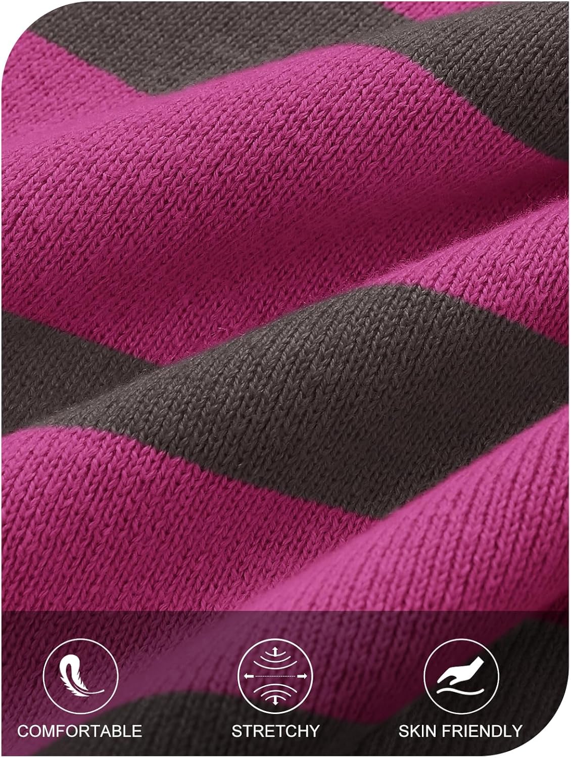 MEROKEETY Women's 2 Piece Sweater Lounge Sets Striped Long Sleeve Shorts Oversized Matching Outfits - Image 6