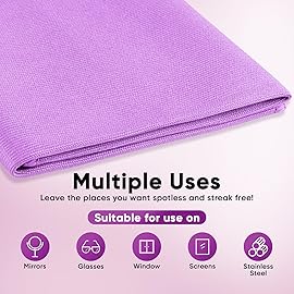 HOMEXCEL Microfiber Glass Cleaning Cloths 6 PK, Lint Free Streak Free, Reusable Microfiber Cleaning Cloth for Cleaning Windows, Glasses, Mirrors, Screens, Stainless Steel, and More Purple-1416