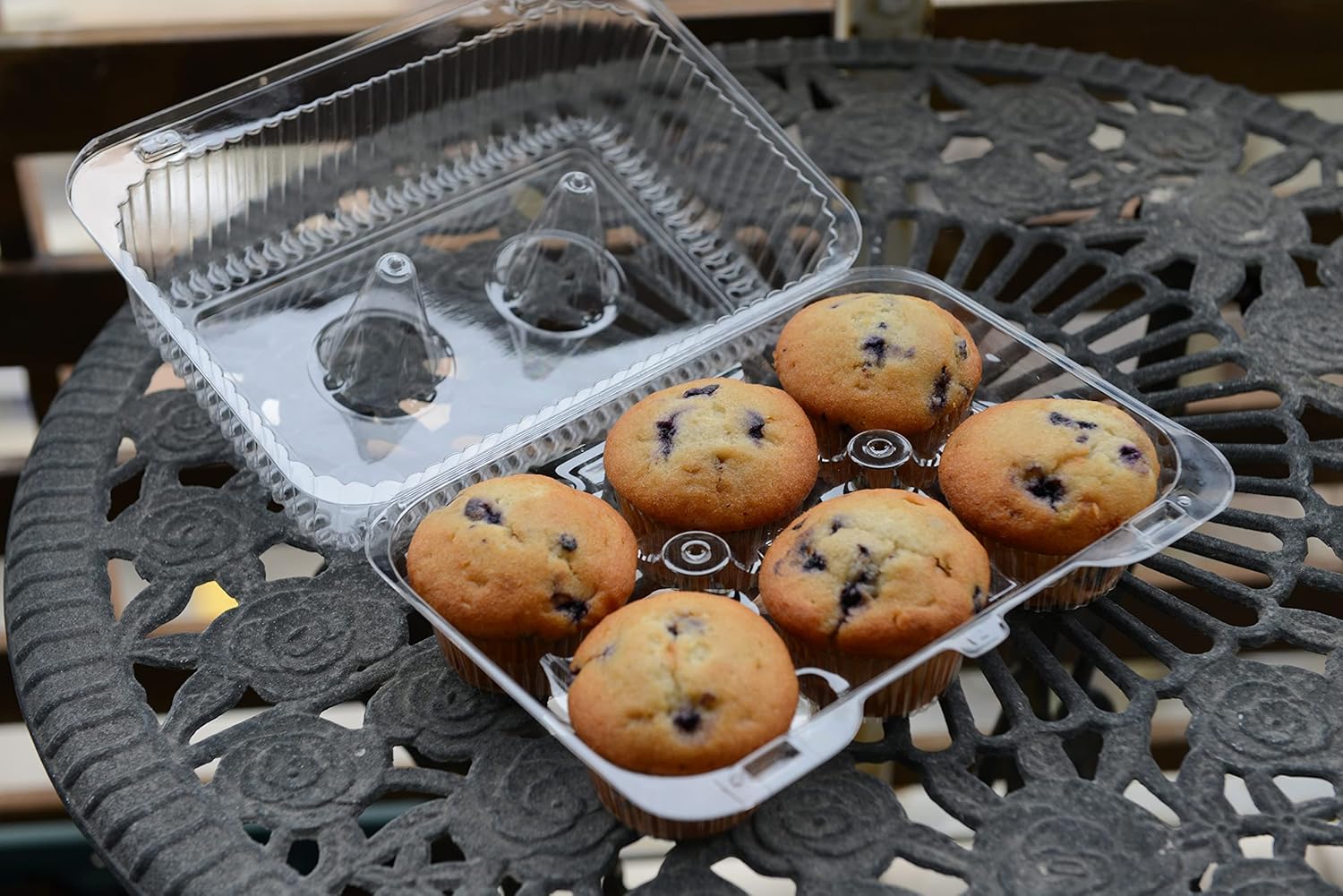 [30 Pack] Clear Plastic 6 Compartment Muffin Containers - Disposable Clear Cupcake Boxes - 6 Cavity Holders with Hinged Design - Half Dozen Cupcake Carrier Durable Holder - Disposable Deep Plastic Cupcake Containers - Bakery, Takeout, Wedding, Party