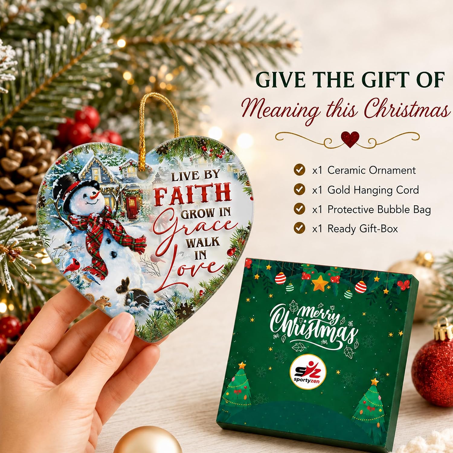 Faith Christmas Ornament 2026 Snowman Live By Faith Gift