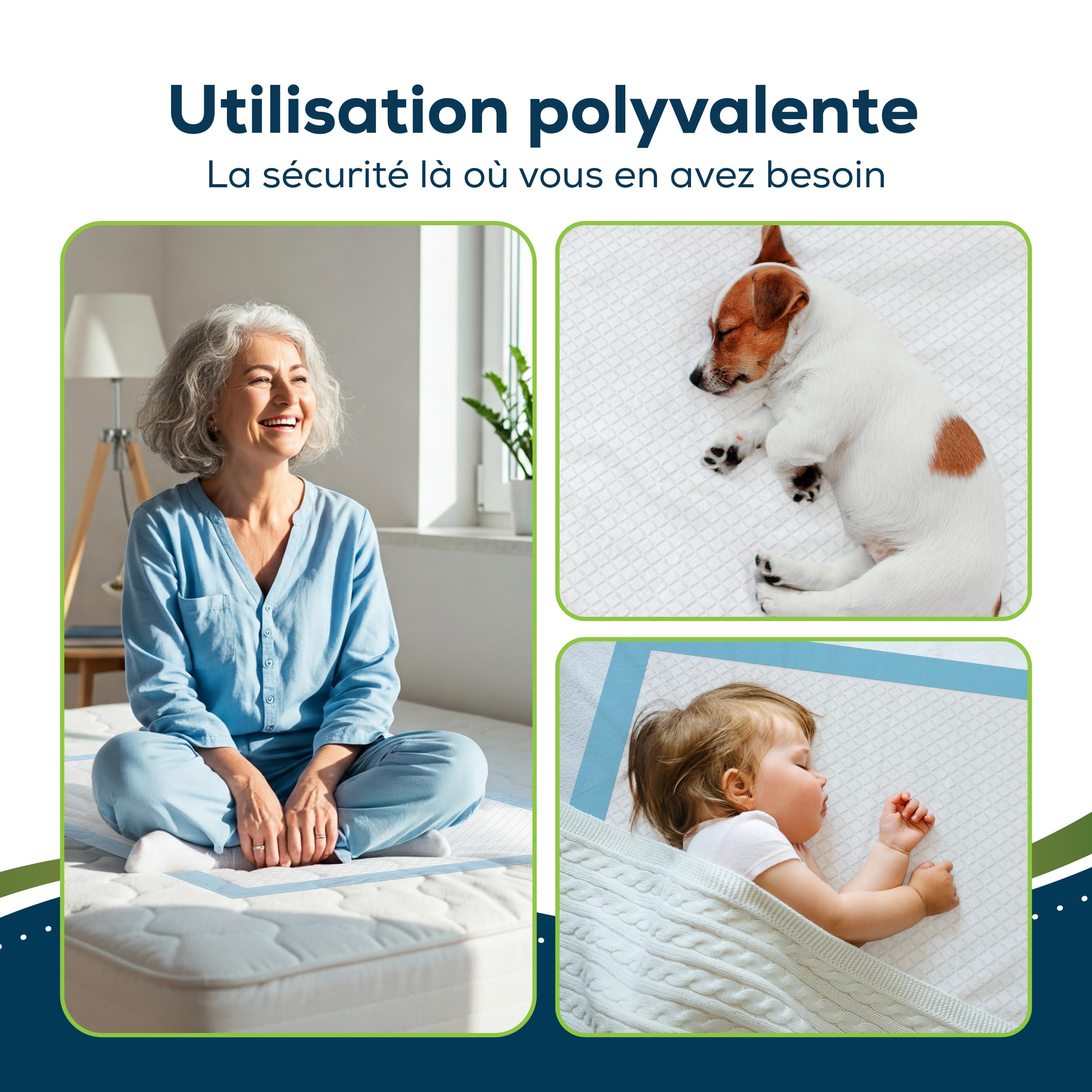 Sensalou Alèses Jetables 60x90 cm – 100 Pièces – Alèses Médicales Absorbantes et Imperméables pour Incontinence, Bébé, Personnes Âgées, Animaux, Soins, Lit, Protection Journalière, Hôpital, Hygiène
