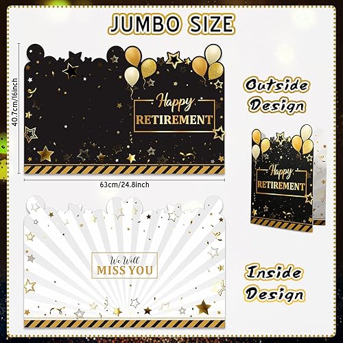 Miniatura 2 de Tiamon Tarjeta de felicitación de jubilación grande de 25 x 16 pulgadas, libro de invitados gigante de plástico, tarjeta de feliz jubilación, libro