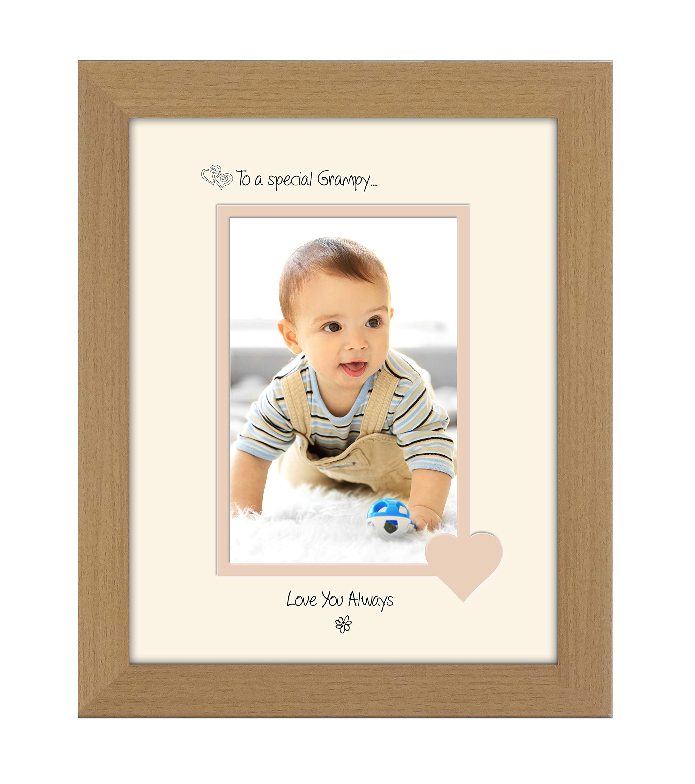 Photos In A Word Oak Finish Frame Cream Mount Beige Inside Grampy Photo Frame Special Grampy Love You Always Portrait 1143F Double Mounted Quality Gift (Oak Finish Frame Cream Mount Beige Inside)