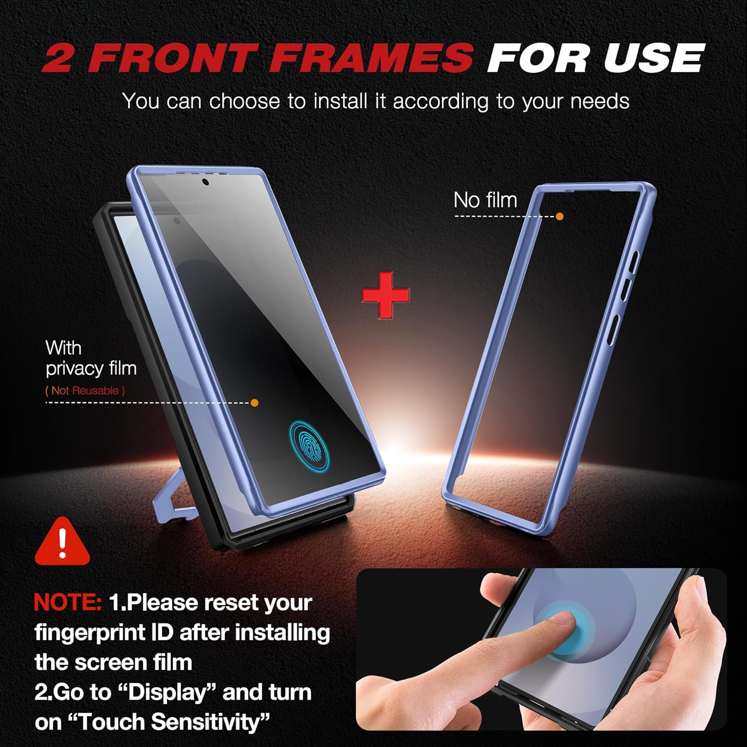 TONGATE Magnetic Stand for Samsung Galaxy S25 Ultra Case with Privacy Screen Protector, [Compatible with Magsafe] [Military Drop Protection] S25 Ultra Case with Camera Cover & Belt Clip, Blue Privacy