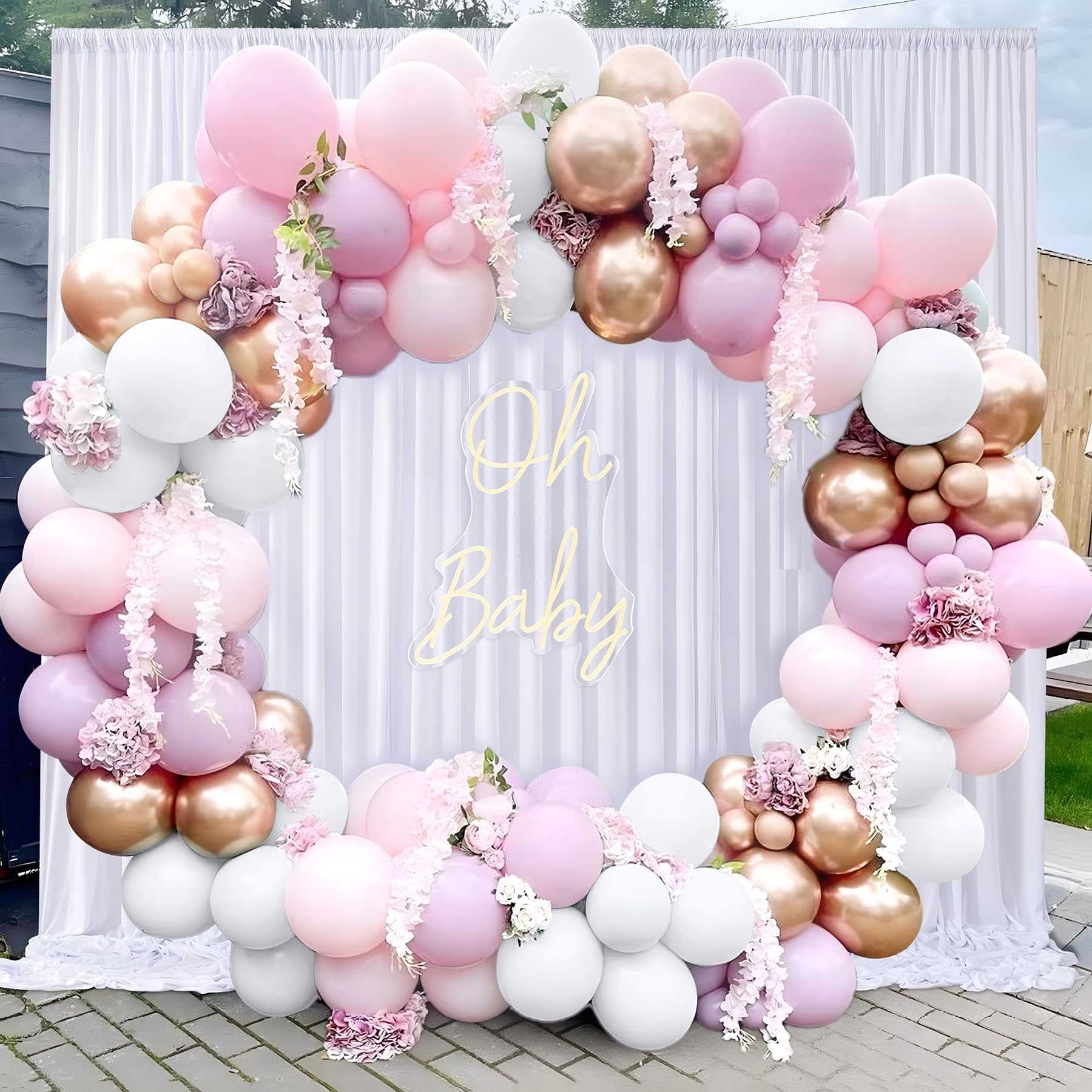 3×3 m Blanc Rideau de Fond pour Mariage, 2 Panneaux 1,5×3m Soie sans Plis Polyester Blanc pour Photo de Mariage, Photographie, Fête d'Anniversaire, Baby Shower, Décoration de Scène, Arrière-Plans